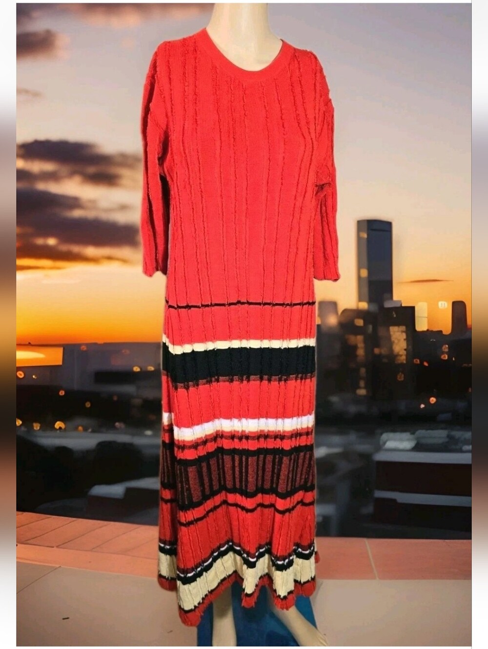 Proenza Schouler Red Striped Coupe Knit Maxi Dress - Women's